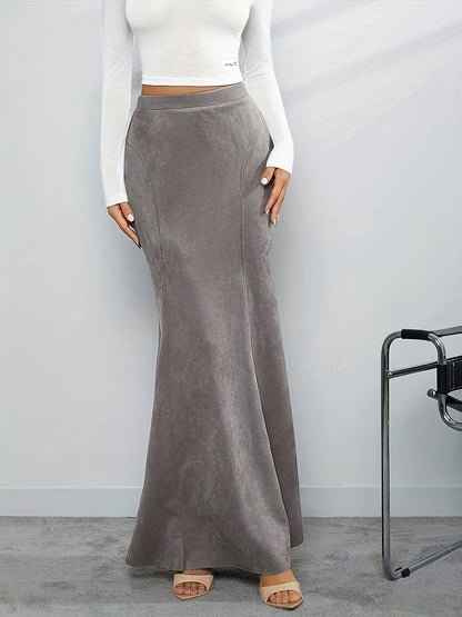 Damen Maxirock in Meerjungfrauen-Passform mit hoher Taille – Weicher Stoff
