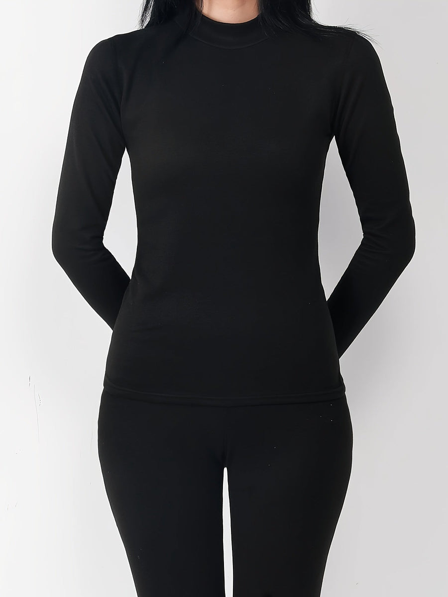 Damen Thermounterwäsche Set Warm Leggings Oberteil Langarm Rollkragen
