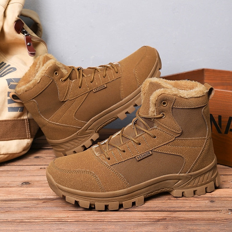 Uniseks winterlaarzen, gevoerd, outdoor schoenen met profielzool en vetersluiting