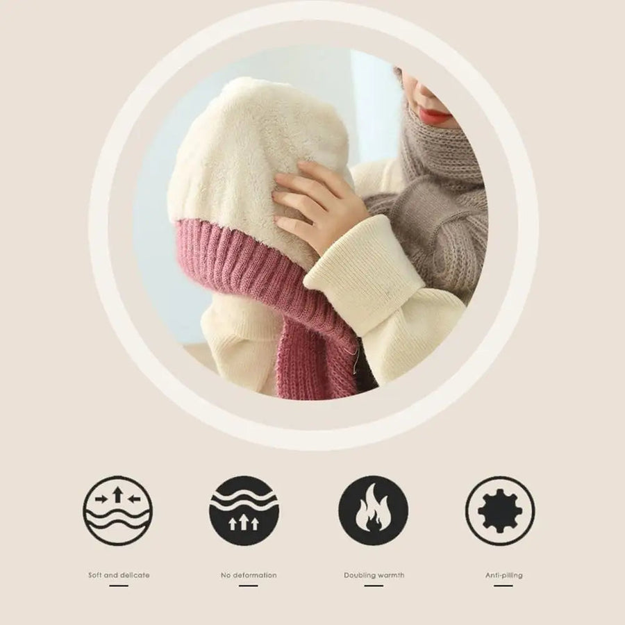 Winter Beanie Mütze & Schal Set Strickware Damen