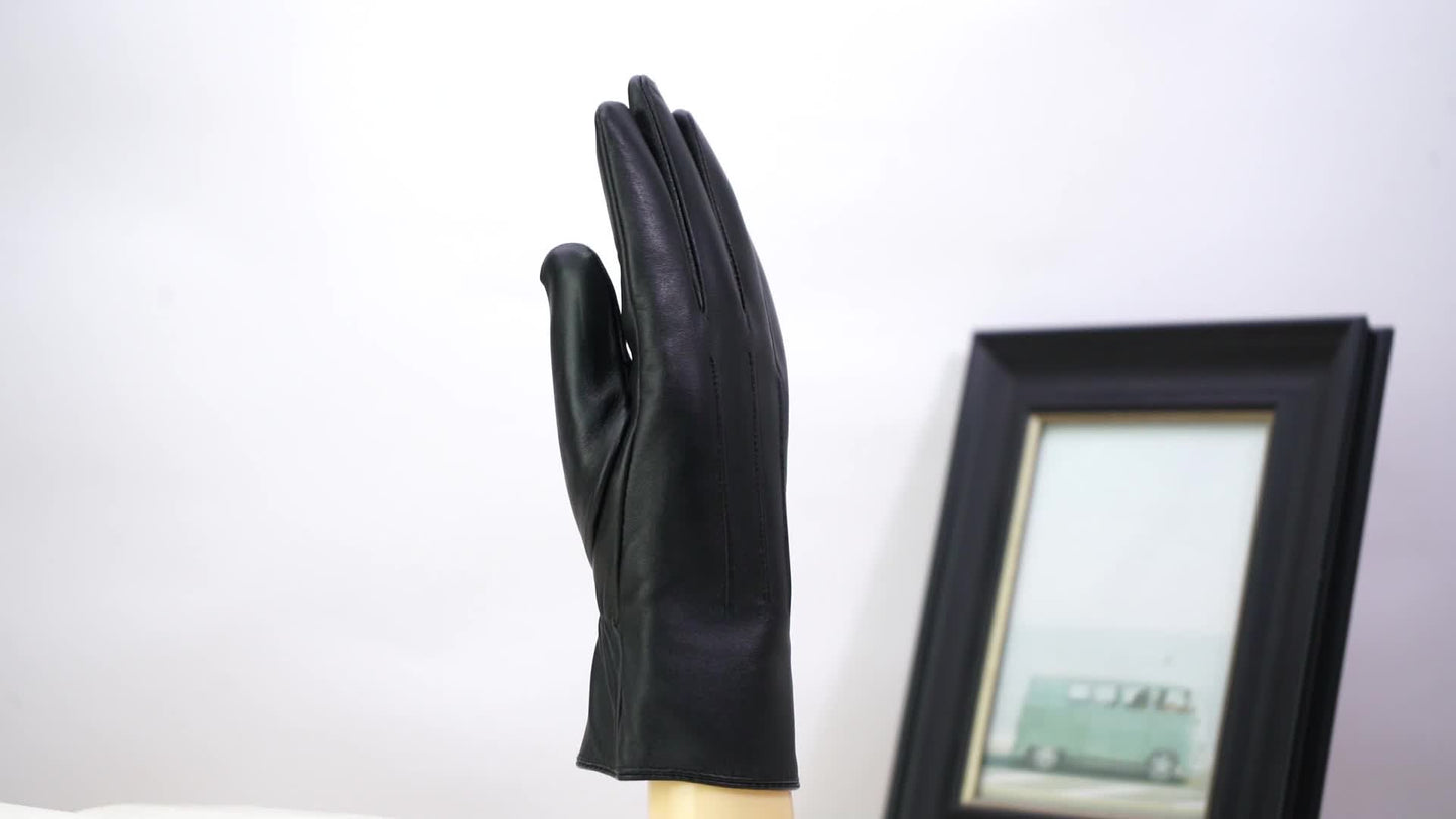 Damen Handschuhe glattes Material Burgunderrot Gr. S