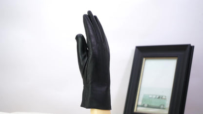 Damen Handschuhe glattes Material Burgunderrot Gr. S