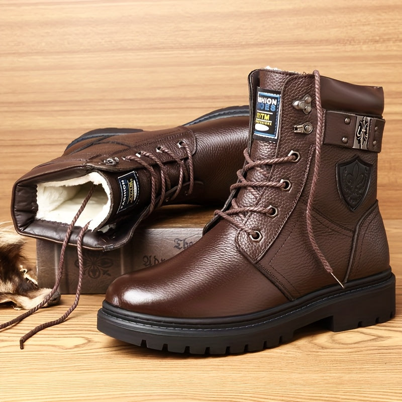 Herren Stiefeletten Schnürstiefel mit Profilsohle, gefüttert, schwarz oder braun