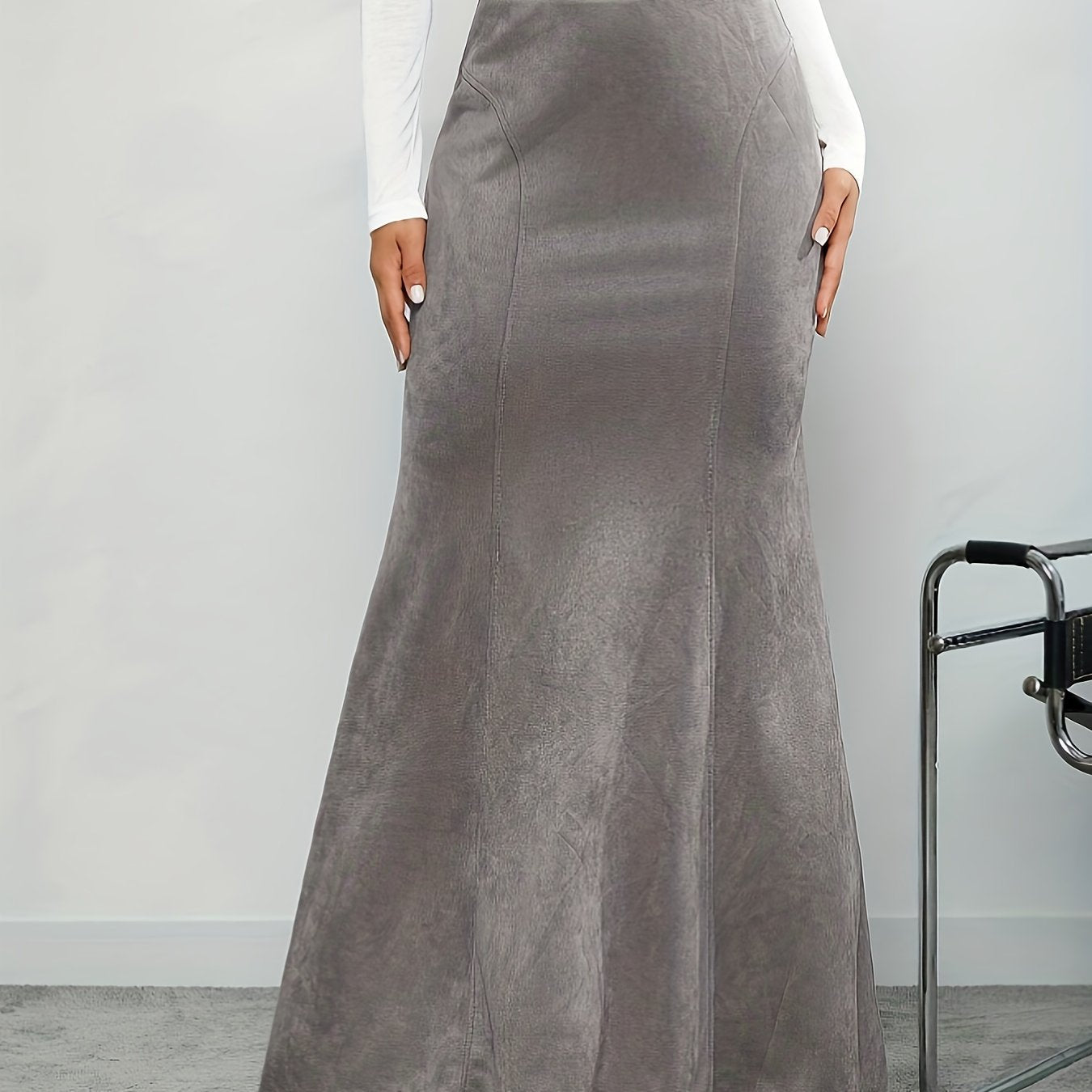Damen Maxirock in Meerjungfrauen-Passform mit hoher Taille – Weicher Stoff