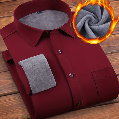 Herren Hemd langärmlig warm gefüttert Winterhemd Freizeithemd mit Brusttasche