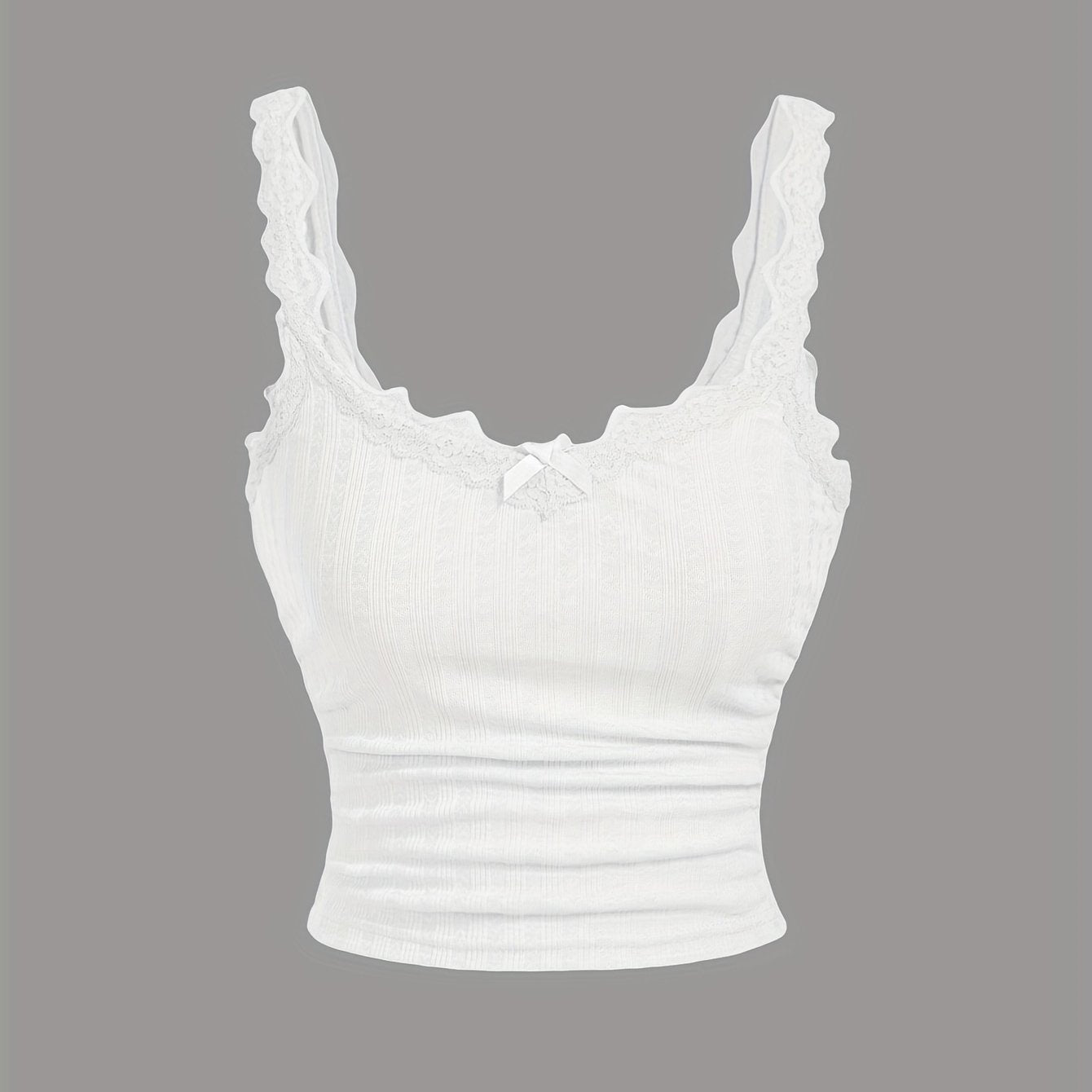 Damen Coquette Stil Spitzentop mit Schleife – Feminines Camisole für Freizeit und Loungewear