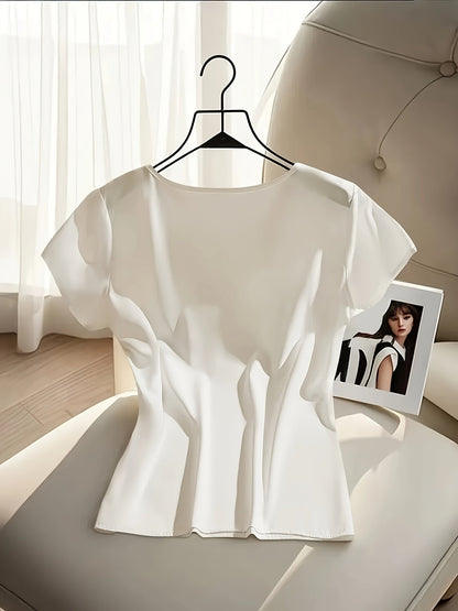 Damen Bluse mit Schleife und Kurzarm – Eleganter femininer Look für Büro und Freizeit
