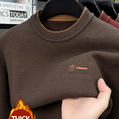 Herren Rundhals-Pullover in verschiedenen Farben, weiches Material, mit Rippbündchen und Logoplatte
