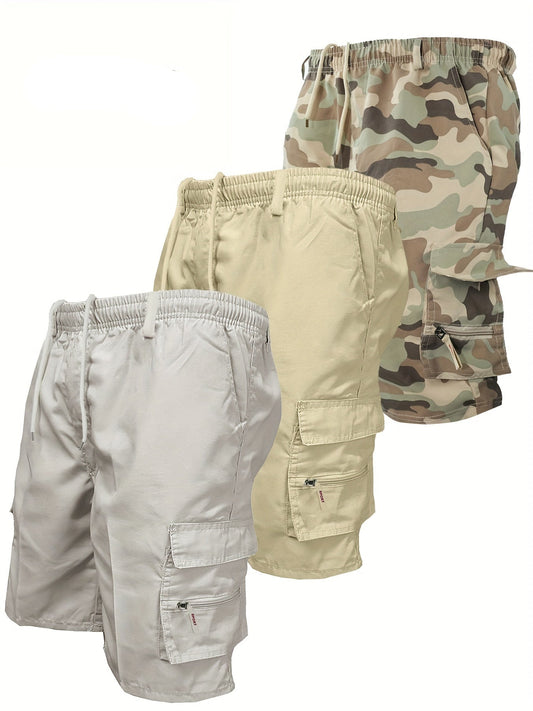 Herren Cargo Shorts 3er Pack – Bequeme Freizeitshorts mit Taschen, Allrounder für Outdoor & Alltag