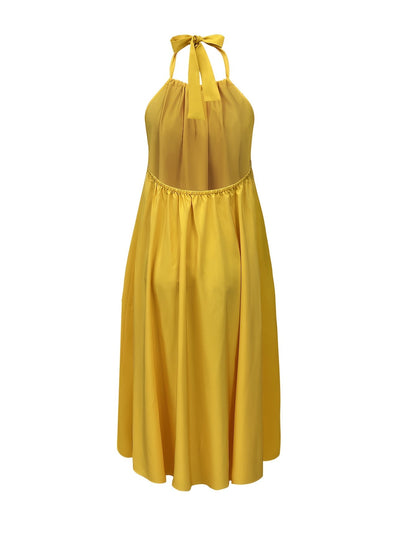 Damen Maxikleid mit Rückenausschnitt und Neckholder – Eleganter, weiter Schnitt für festliche Anlässe