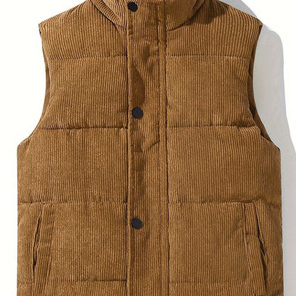 Steppweste Cord Herren Damen Unisex, Kragen, Knopfleiste, Seitentaschen