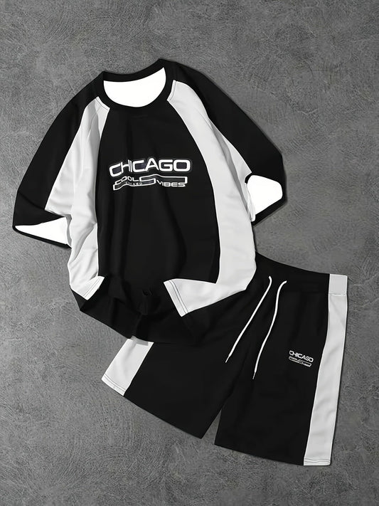 Herren Urban Streetwear Set mit Raglan-Shirt und Shorts – Sportlicher Freizeit-Look