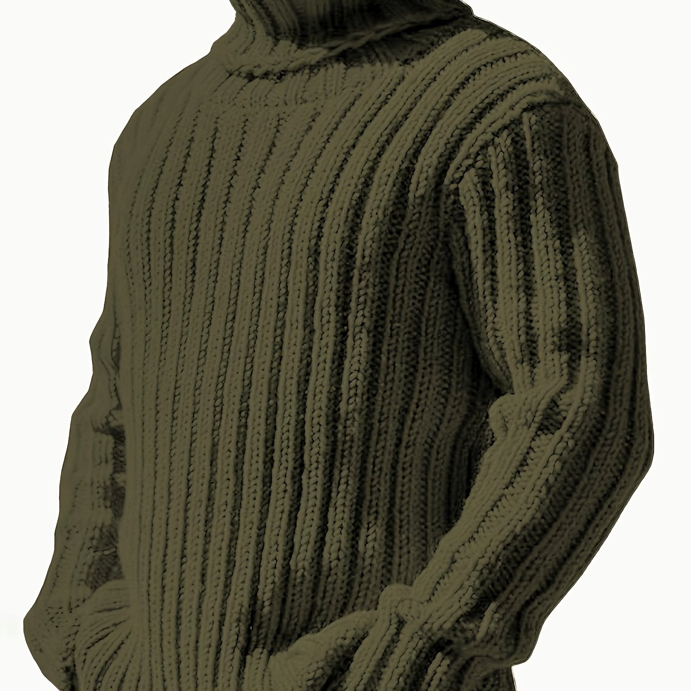 Rollkragen Strickpullover für Herren, Grobstrick, langärmelig, unifarben
