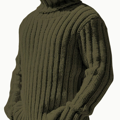Rollkragen Strickpullover für Herren, Grobstrick, langärmelig, unifarben