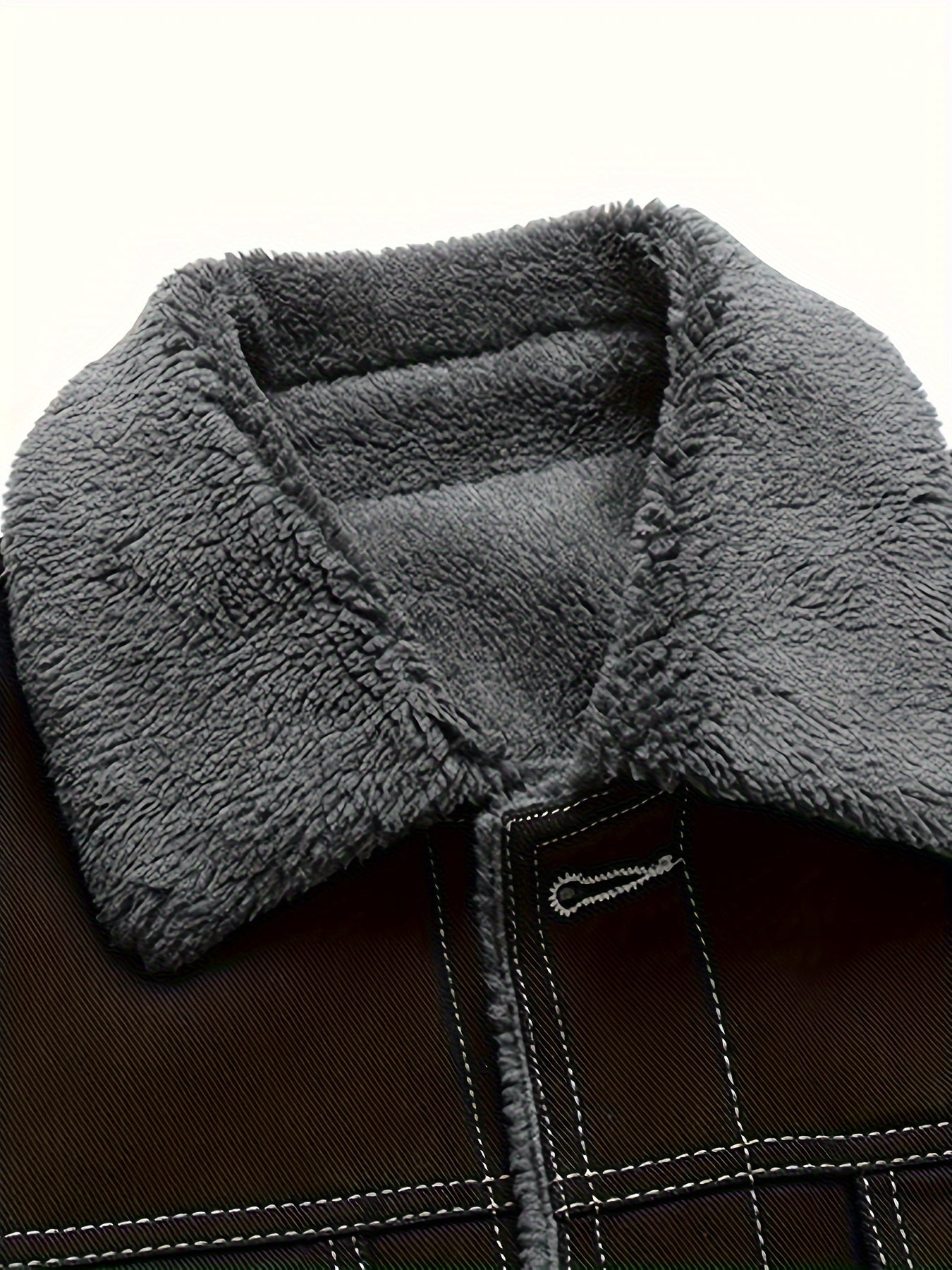 Herren Winterjacke Jeansoptik Warm Gefüttert Schwarze/Graue/Blaue Jacke mit Teddyfutter