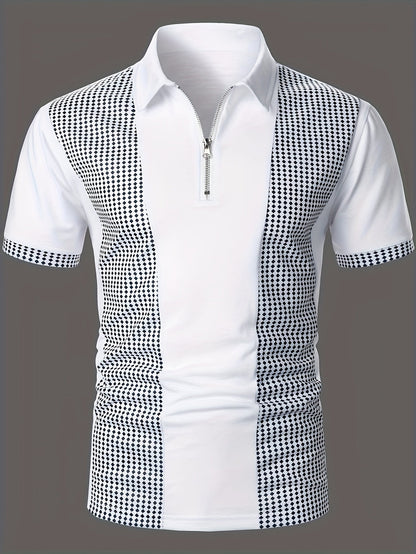 Herren Poloshirt mit modernem Reißverschluss und Kontrastmuster – Stilvolles Freizeit- und Business-Oberteil