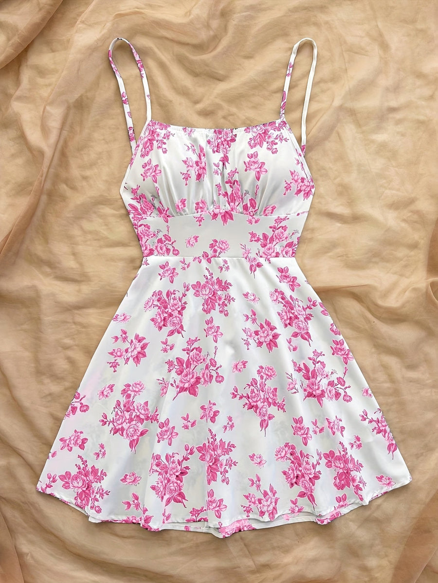 Damen Sommerkleid Elegant mit Blumenmuster und Spaghettiträgern – Perfekt für Freizeit und besondere Anlässe