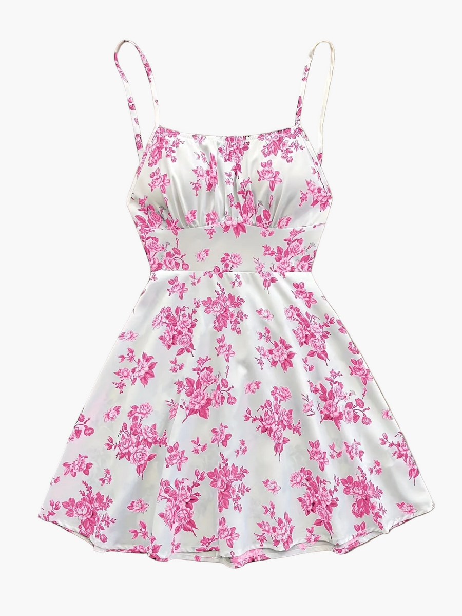 Damen Sommerkleid Elegant mit Blumenmuster und Spaghettiträgern – Perfekt für Freizeit und besondere Anlässe