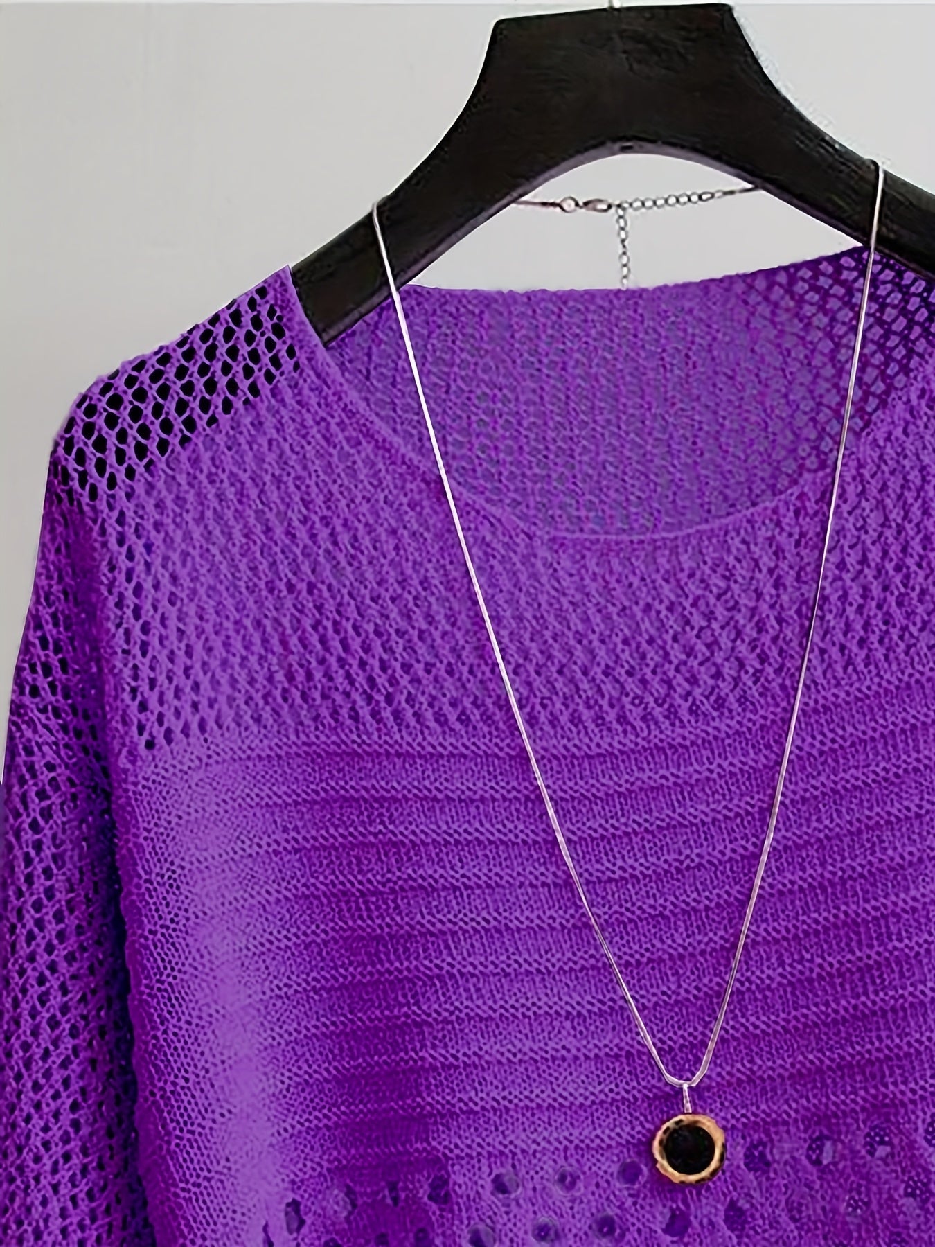 Damen Häkelshirt im Boho-Stil – Locker geschnittenes Strickoberteil mit geometrischem Muster