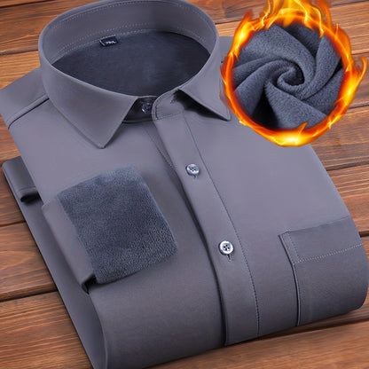 Herren Hemd langärmlig warm gefüttert Winterhemd Freizeithemd mit Brusttasche