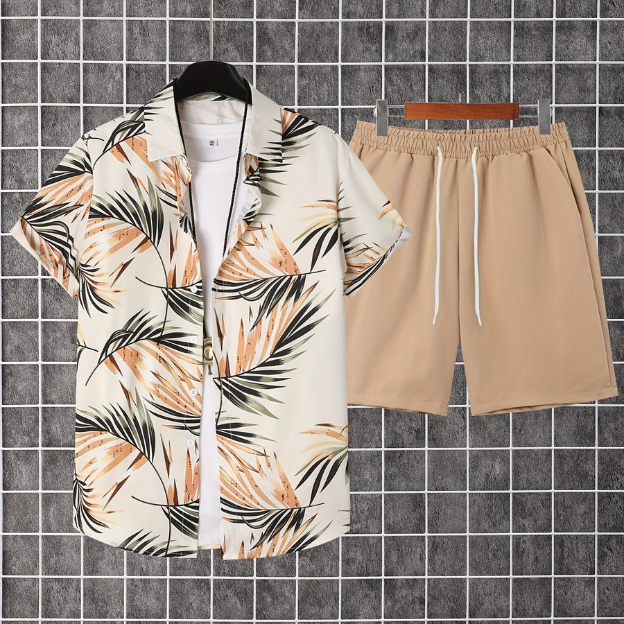 Herren Sommer Set – Tropisches Freizeit Hemd mit Shorts, ideal für Urlaub und Strand