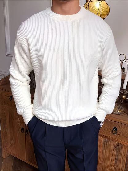 Geripptes Herren Langarmshirt mit Rundhalsausschnitt in verschiedenen Farben