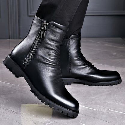Schwarze Stiefeletten Herren mit Reißverschluss, Knöchelhohe Boots