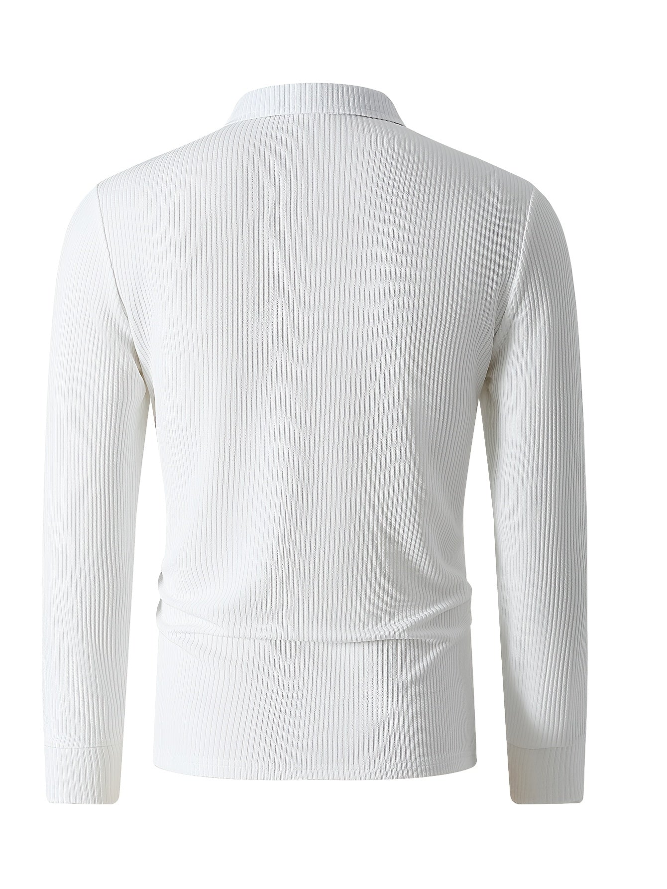 Herren Rippstrick Polo-Pullover mit Reißverschluss, Langarm