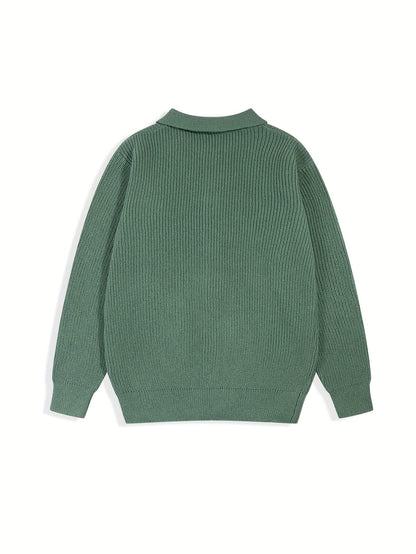 Gerippte Strickjacke mit Reverskragen und Knöpfen für Herren