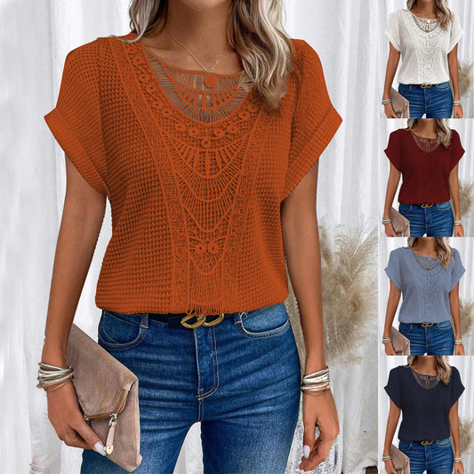 Gillian – Sommerliches T-Shirt mit Hohlmustern