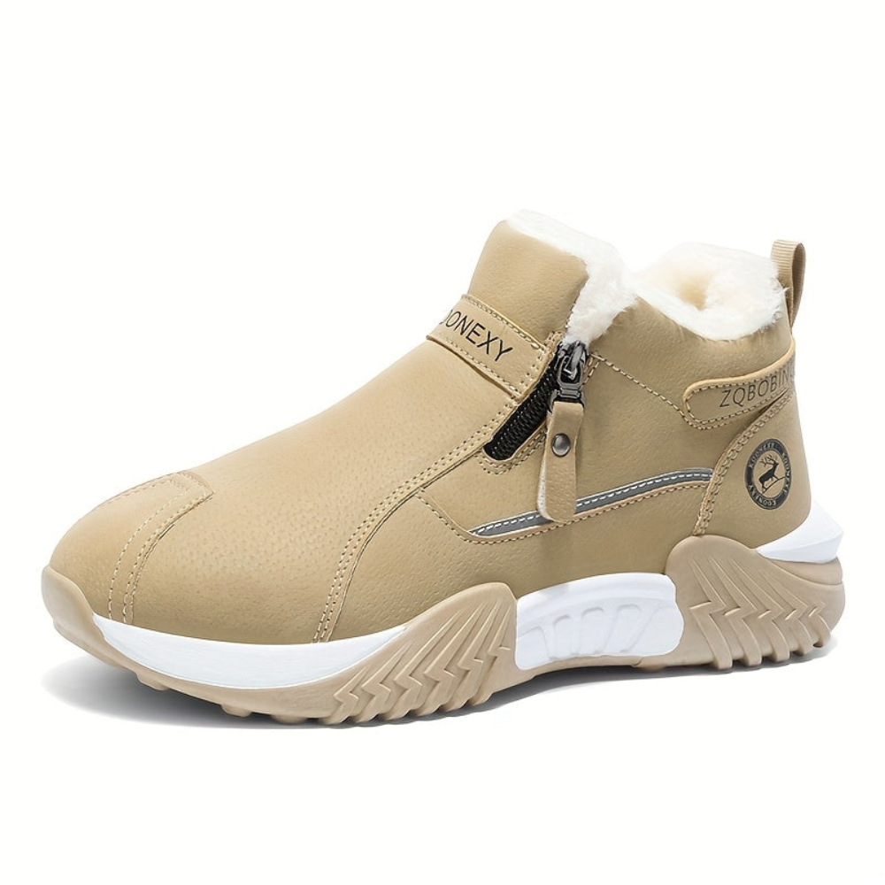Unisex Winterstiefel gefüttert mit Reißverschluss – Grau, Schwarz, Khaki