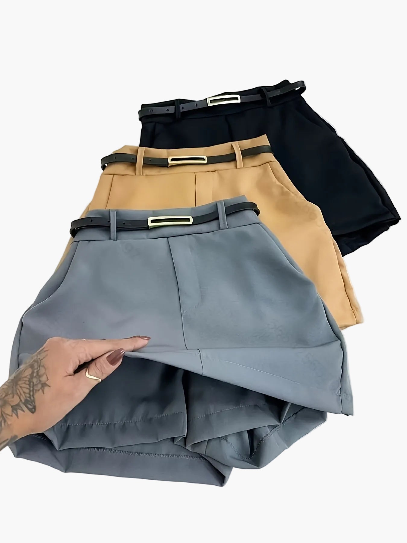 Damen High-Waist Skort mit Gürtel-Schlaufen – Eleganter Hosenrock für Büro & Freizeit