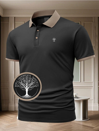Herren Poloshirt mit Kontrastkragen – Eleganter Freizeit- und Business-Stil, World Environmental Awareness Edition