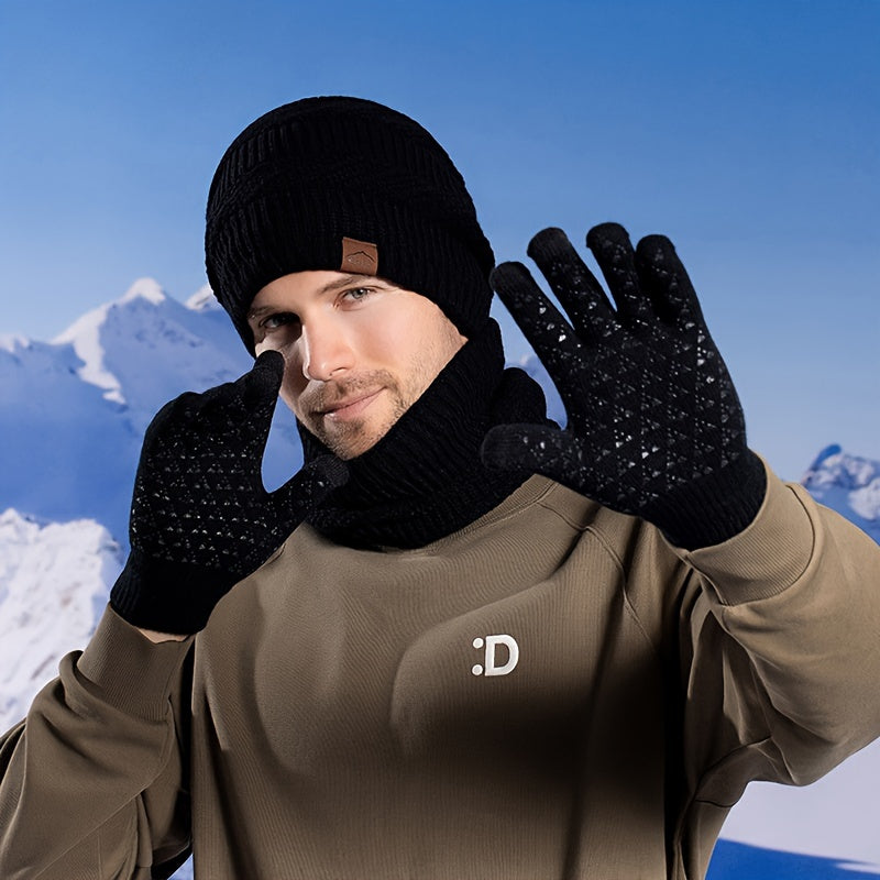 Winter Set 4-teilig Mütze Schal Handschuhe Socken gefüttert Strick warm