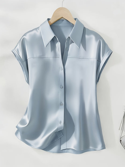 Damen Bluse mit Knopfleiste und Kragen – Elegante Kurzarmbluse für Büro und Alltag