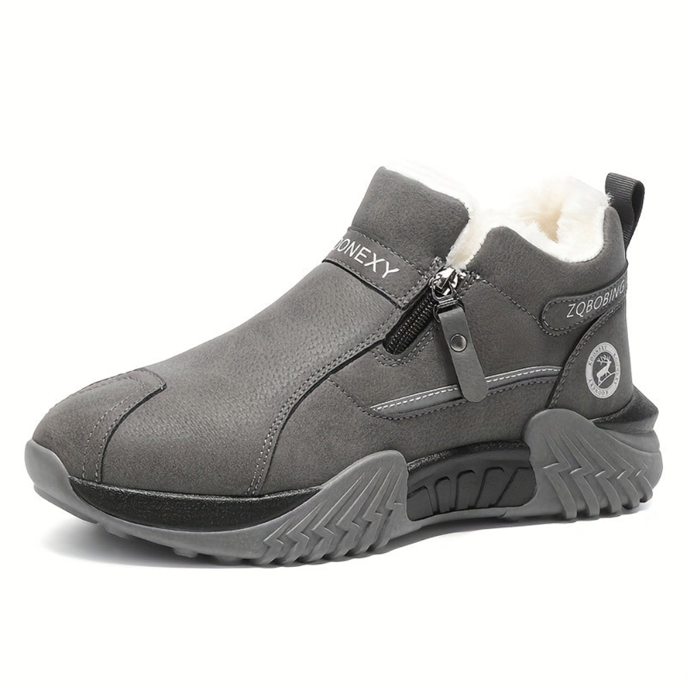 Unisex Winterstiefel gefüttert mit Reißverschluss – Grau, Schwarz, Khaki