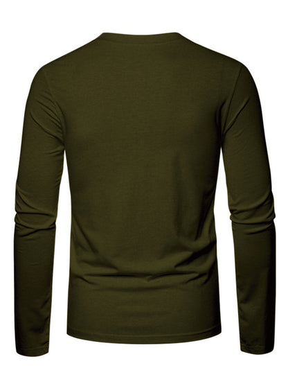 Herren Langarmshirt mit Rundhalsausschnitt und Hirsch-Logo, Freizeitshirt