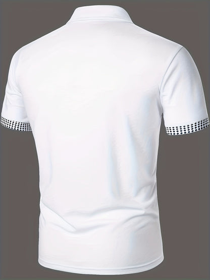 Herren Poloshirt mit modernem Reißverschluss und Kontrastmuster – Stilvolles Freizeit- und Business-Oberteil