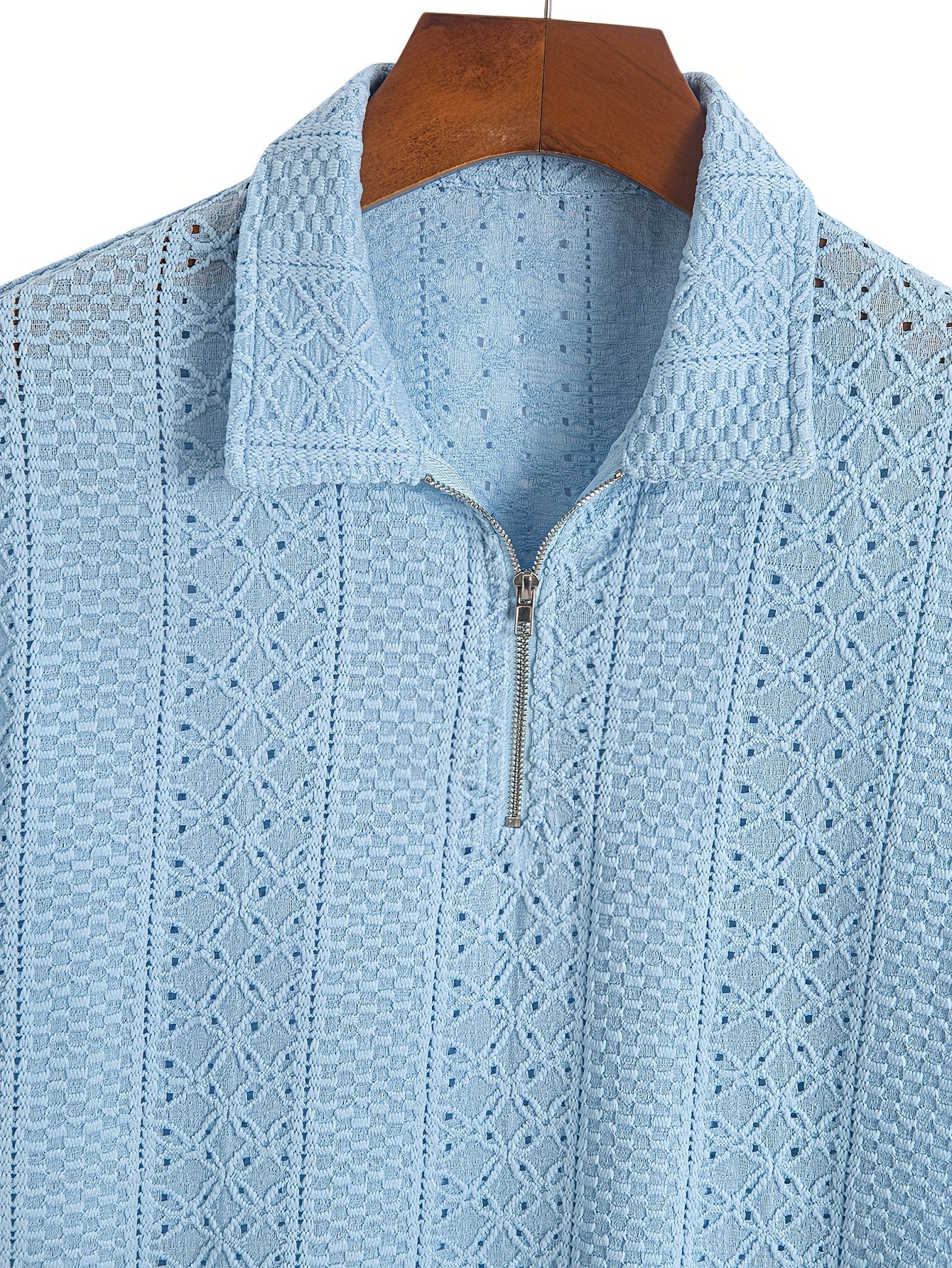 Herren Strickpolo mit Reißverschluss und modernem Strukturmuster – Eleganter Freizeitstil
