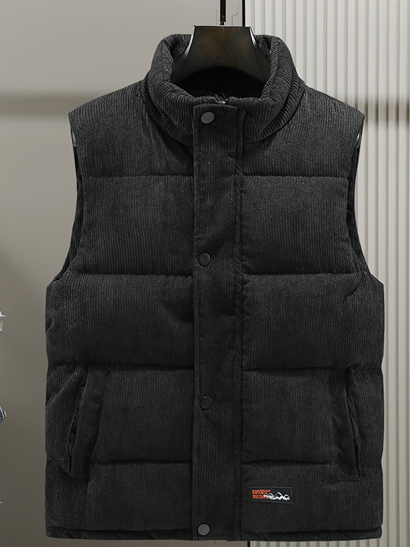 Steppweste Cord Herren Damen Unisex, Kragen, Knopfleiste, Seitentaschen