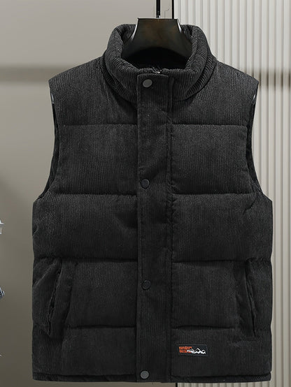 Steppweste Cord Herren Damen Unisex, Kragen, Knopfleiste, Seitentaschen