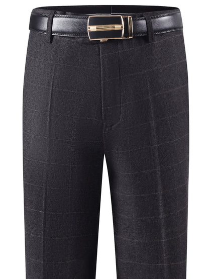 Herren Hose Kariert Gerades Bein Klassischer Schnitt Elegante Freizeithose