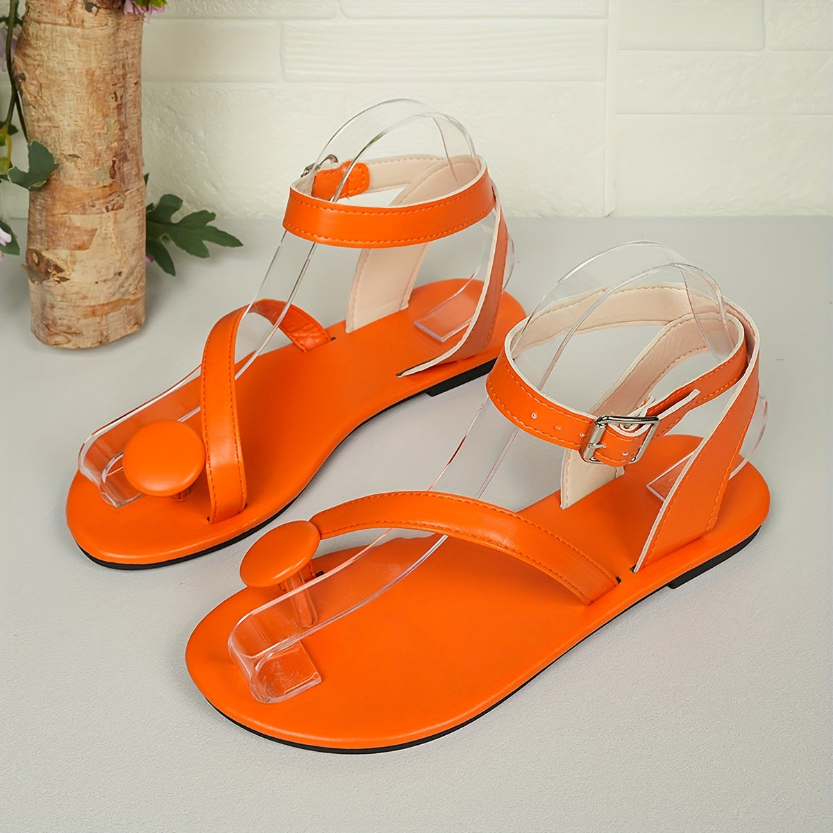 Damen Zehentrenner Sandalen mit asymmetrischem Design und Schnallenverschluss – Modernes Statement für Alltag und Urlaub