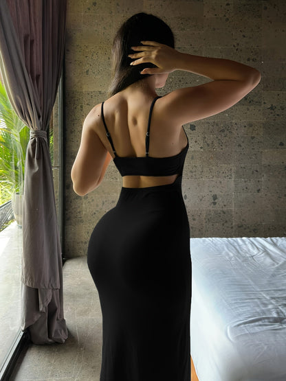 Damen Bodycon Maxikleid mit Spaghettiträgern für elegante Anlässe