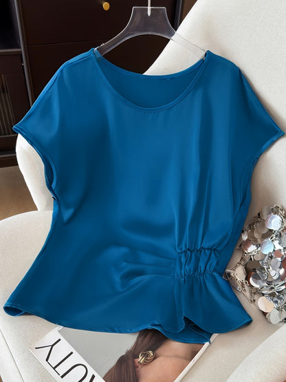 Damen Bluse mit Raffdetails und lockerem Schnitt – Eleganter Alltags- und Büro-Stil