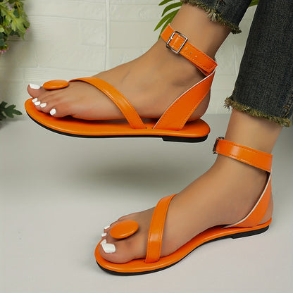 Damen Zehentrenner Sandalen mit asymmetrischem Design und Schnallenverschluss – Modernes Statement für Alltag und Urlaub