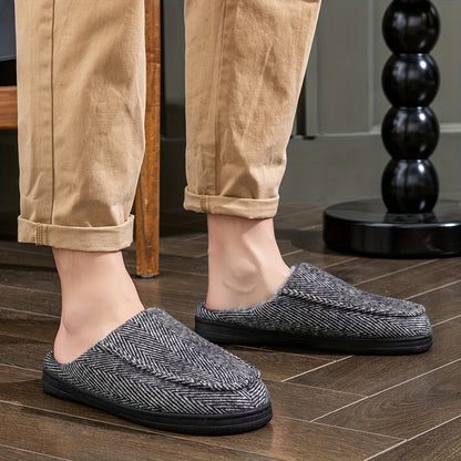 Unisex Hausschuhe Slipper Kariert Schwarz Weiß mit Plüschfutter