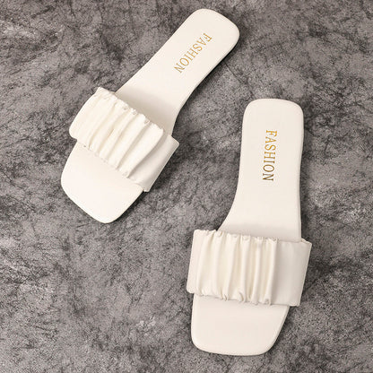 Damen Sommerschlappen mit modischem Riemen und quadratischer Spitze – Elegante Slides für Freizeit und Alltag