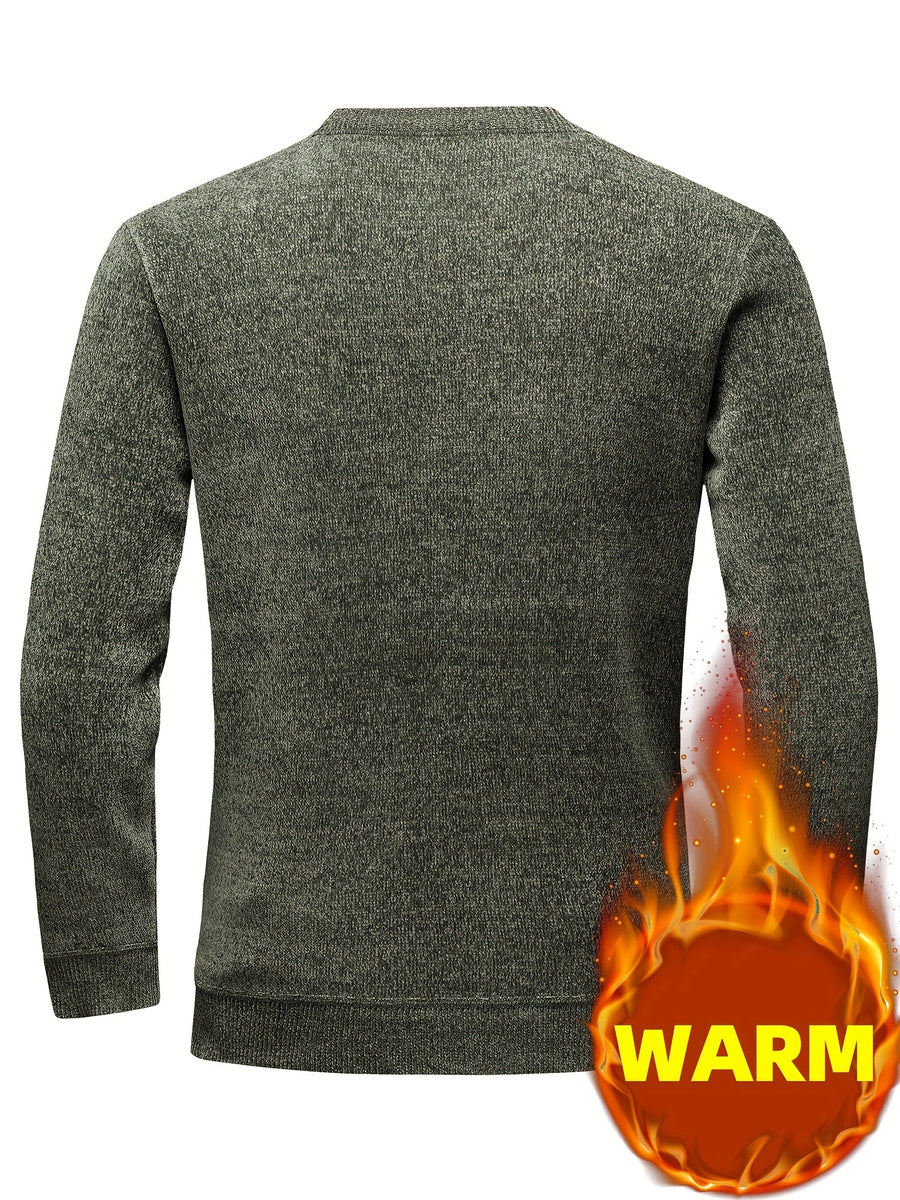 Herren Pullover Rundhals Rippstrick Optik Warm Winter