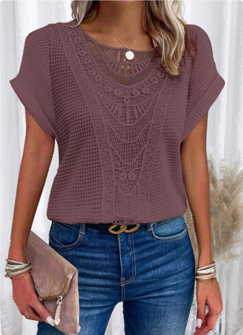 Gillian – Sommerliches T-Shirt mit Hohlmustern
